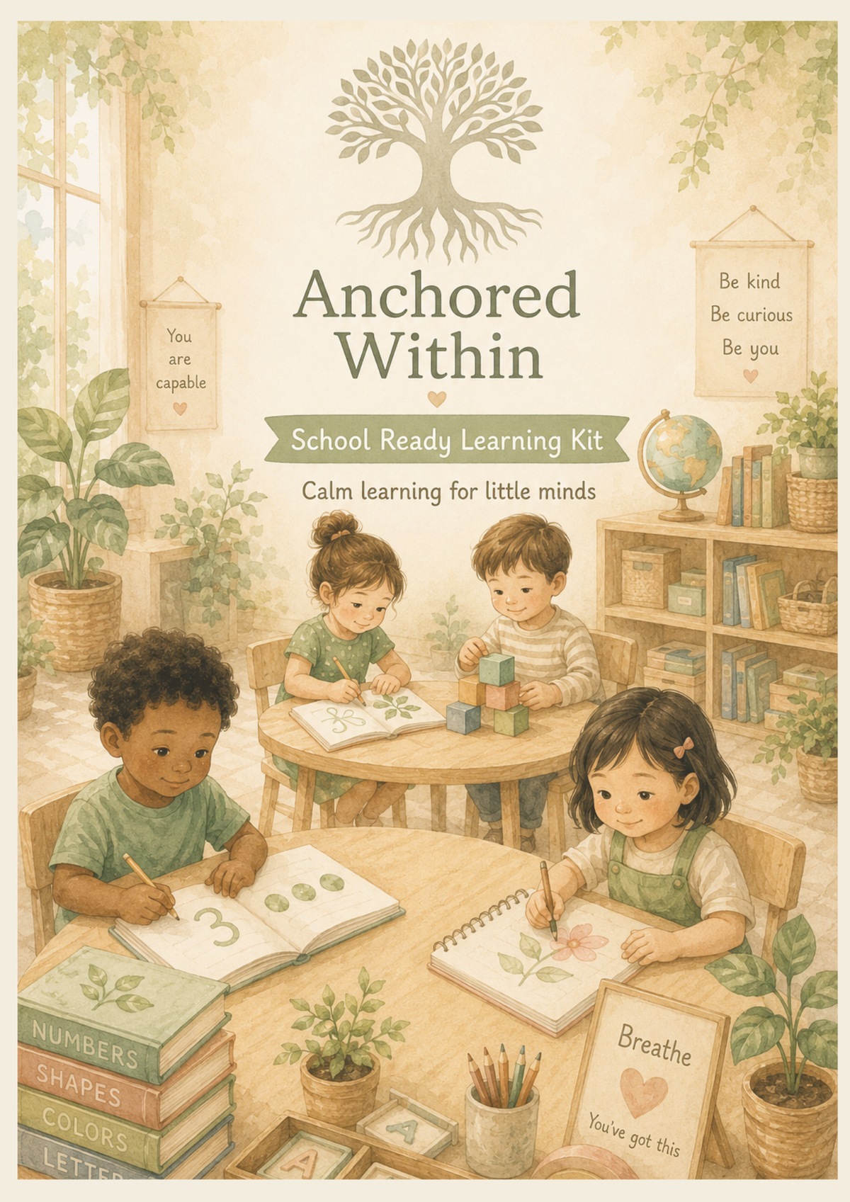 Anchored Within School Ready Learning Kit | Printable Preschool & Kindergarten Readiness Workbook (99 Pages)