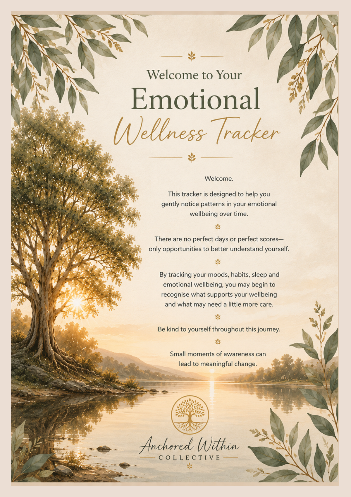 Emotional Wellness Tracker | A Printable Mood, Habit & Wellbeing Journal for Self-Awareness