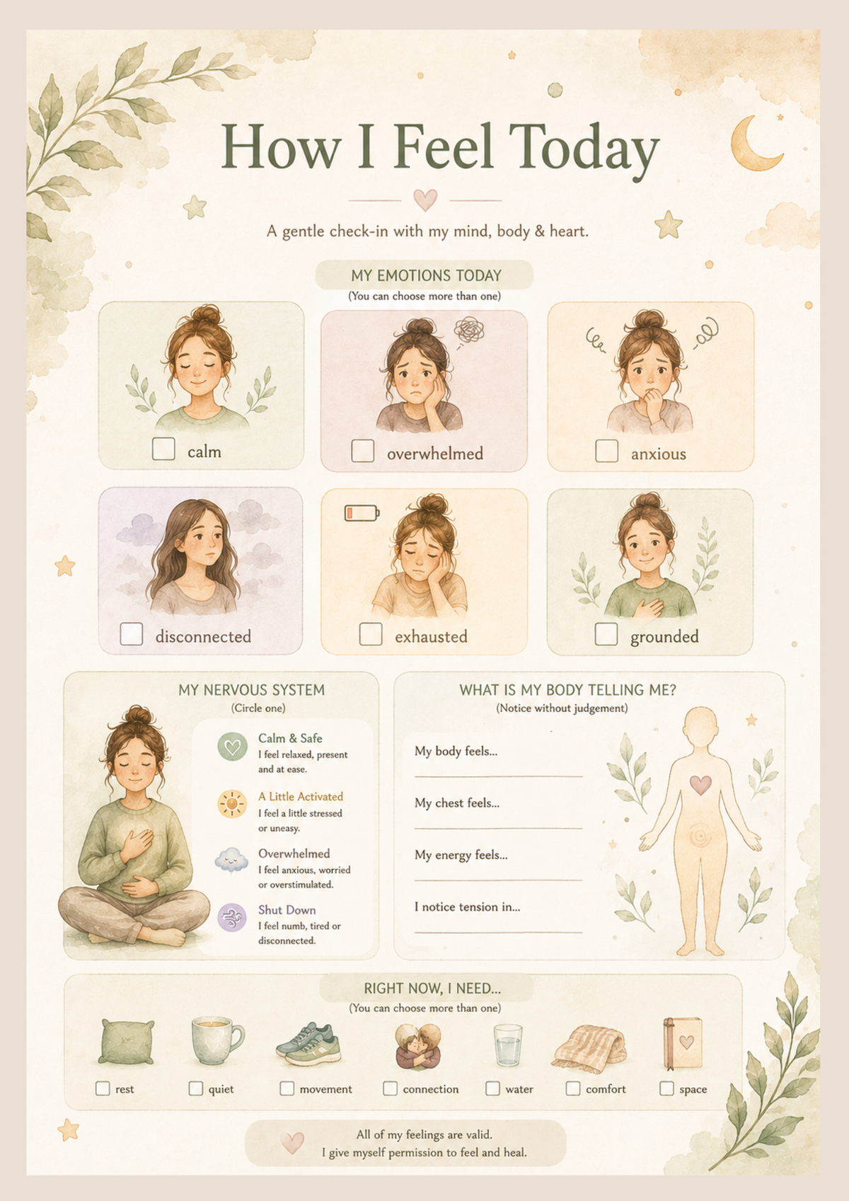 Nervous System Reset Journal | A Gentle Guided Journal for Stress, Anxiety & Emotional Wellbeing