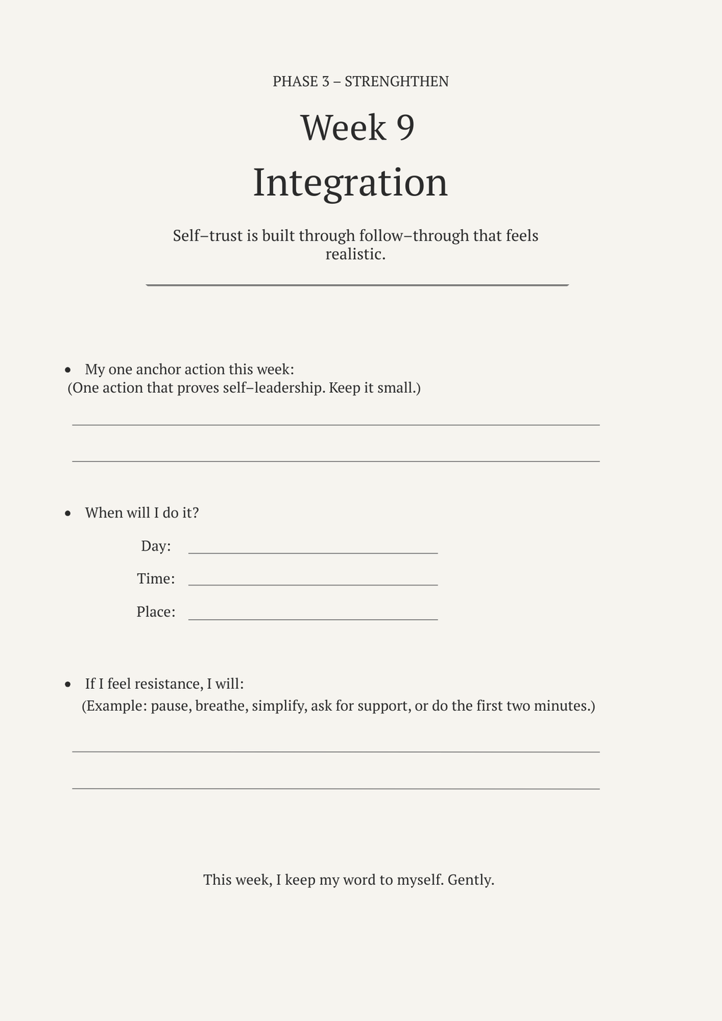 The Anchored Within 12-Week Anchoring System | Printable Guided Program for Emotional Resilience & Personal Growth