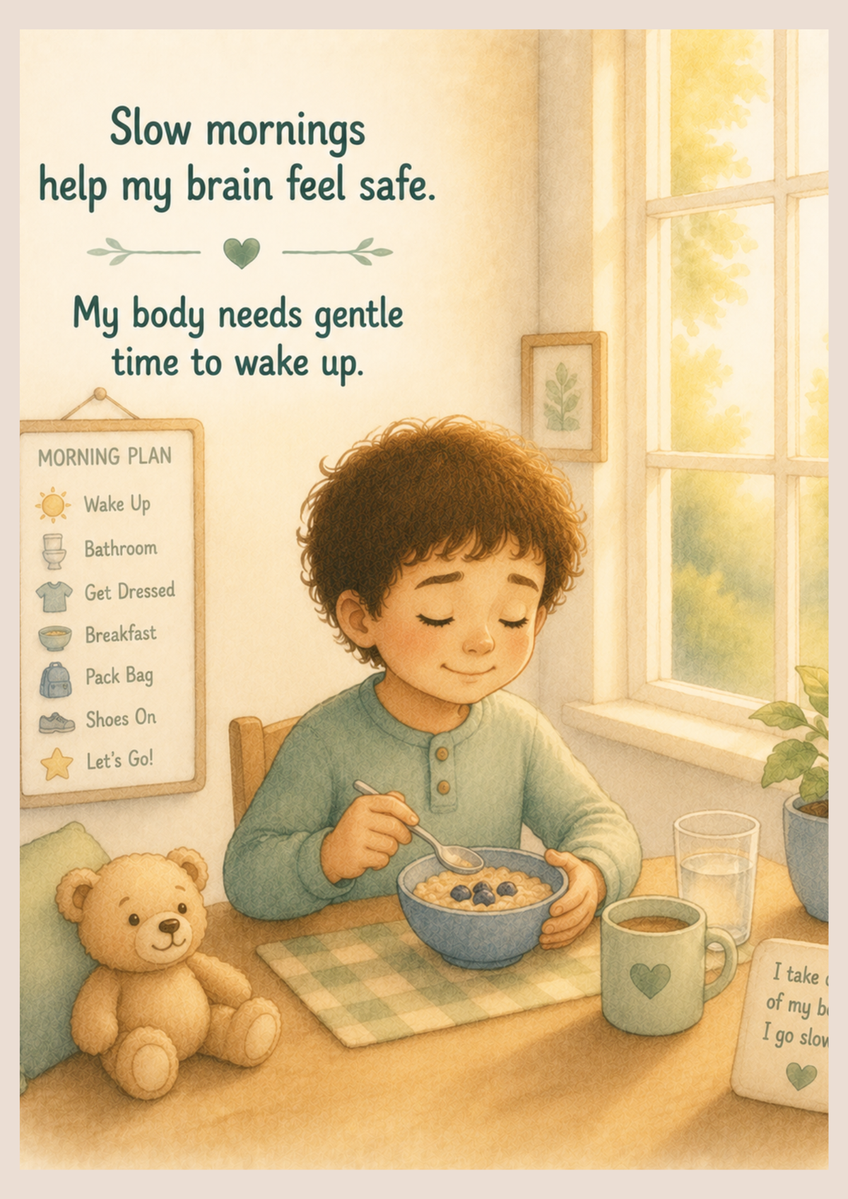 Slow Mornings | Autism-Friendly Social Story | Printable PDF for Calm Morning Routines