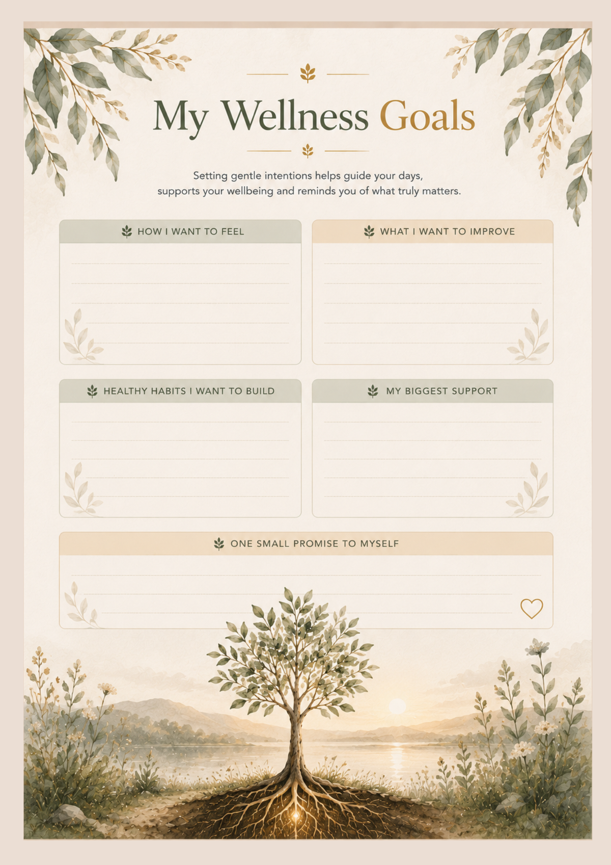 Emotional Wellness Tracker | A Printable Mood, Habit & Wellbeing Journal for Self-Awareness