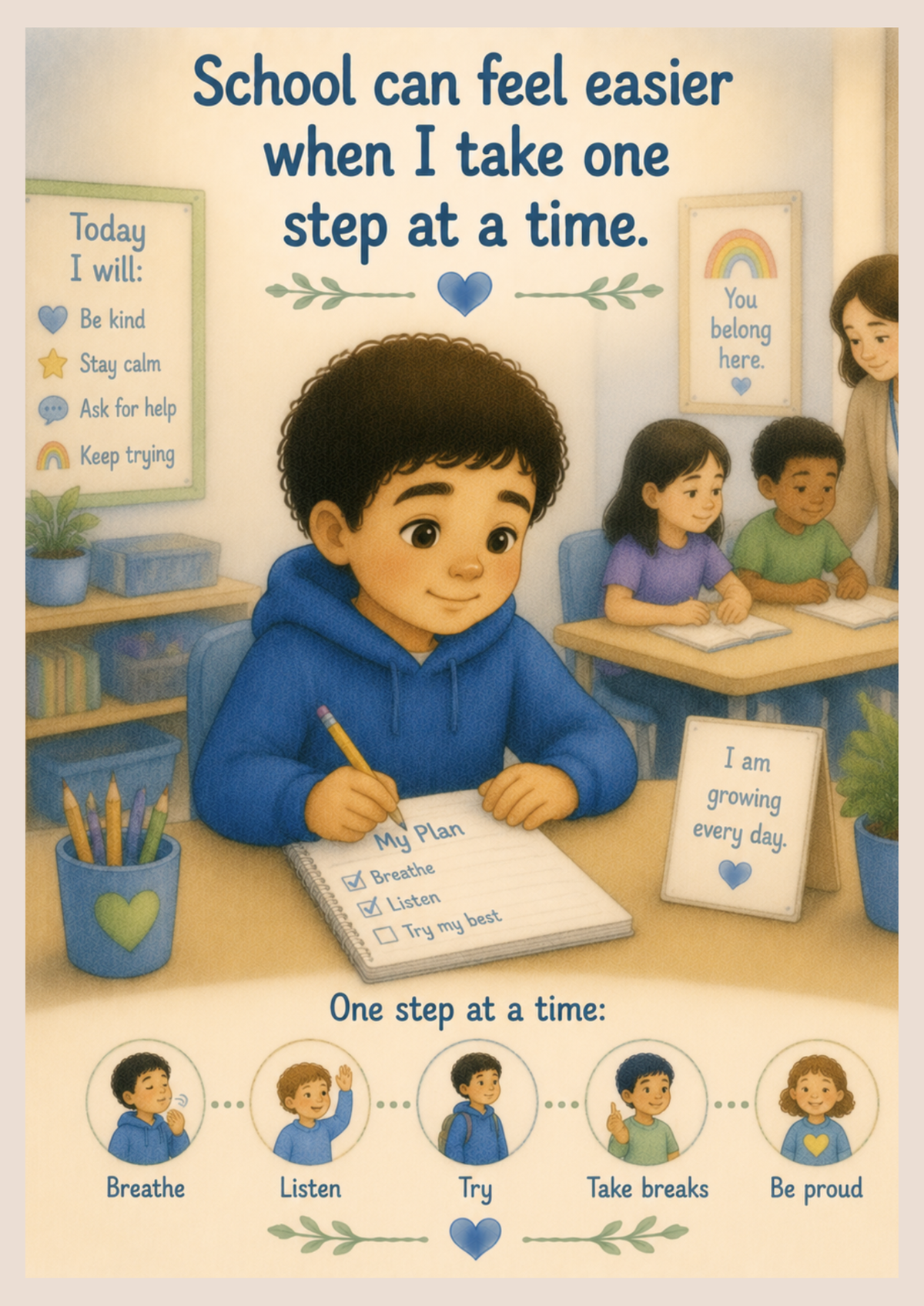 School Feels Big Sometimes | Autism-Friendly Social Story | Printable PDF for School Anxiety & Confidence